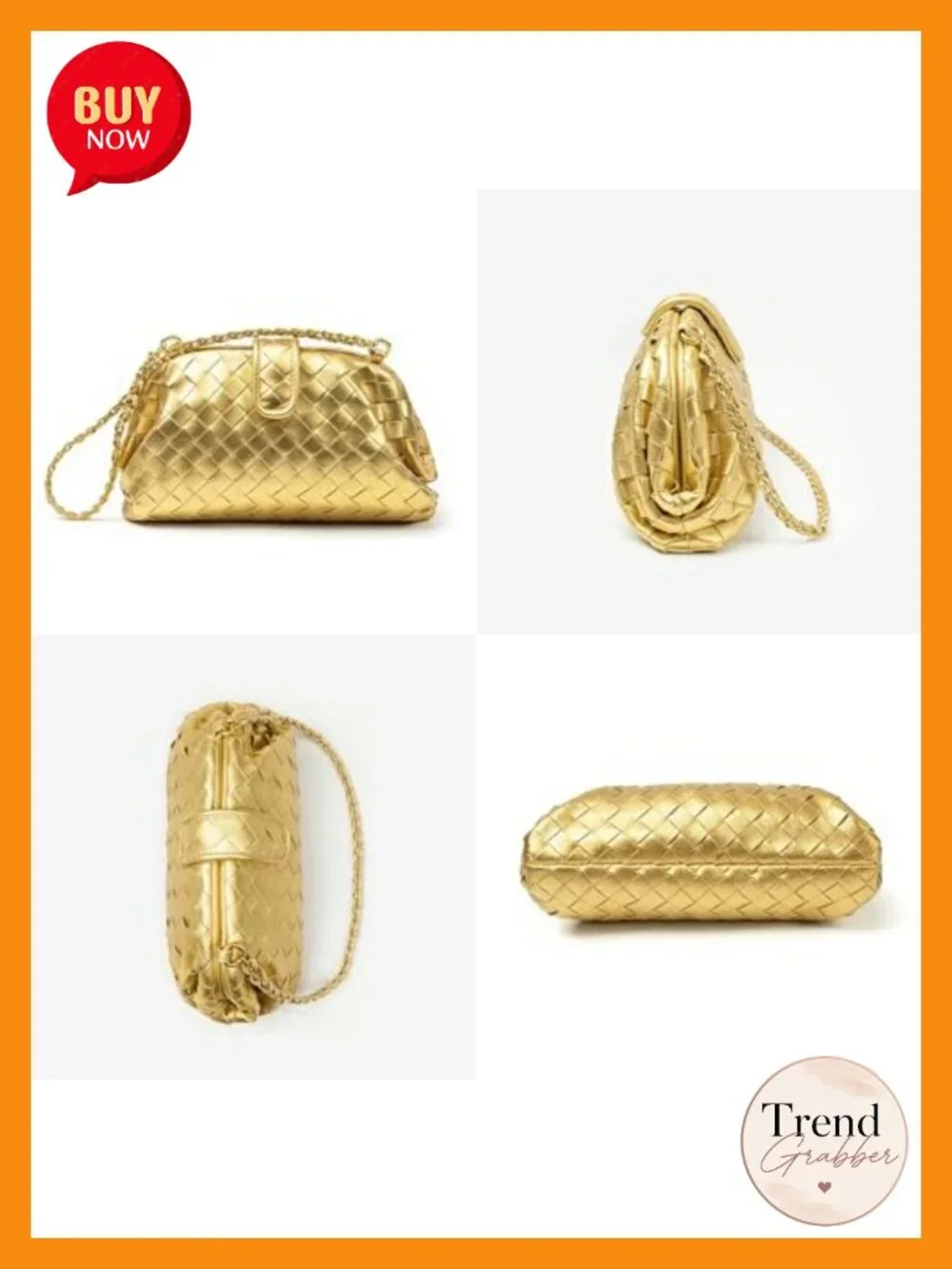 Woven Vegan Leather Dumpling Clutch Crossbody Handbag Evening Bag